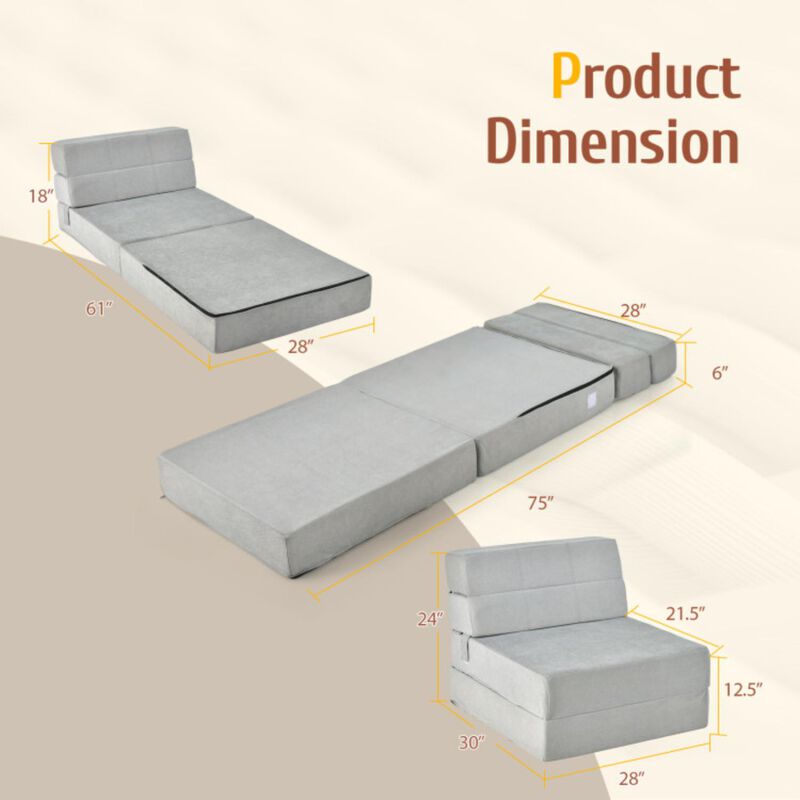 Hivvago Tri-fold Folding Sleeper Sofa Bed for Living Room Bedroom