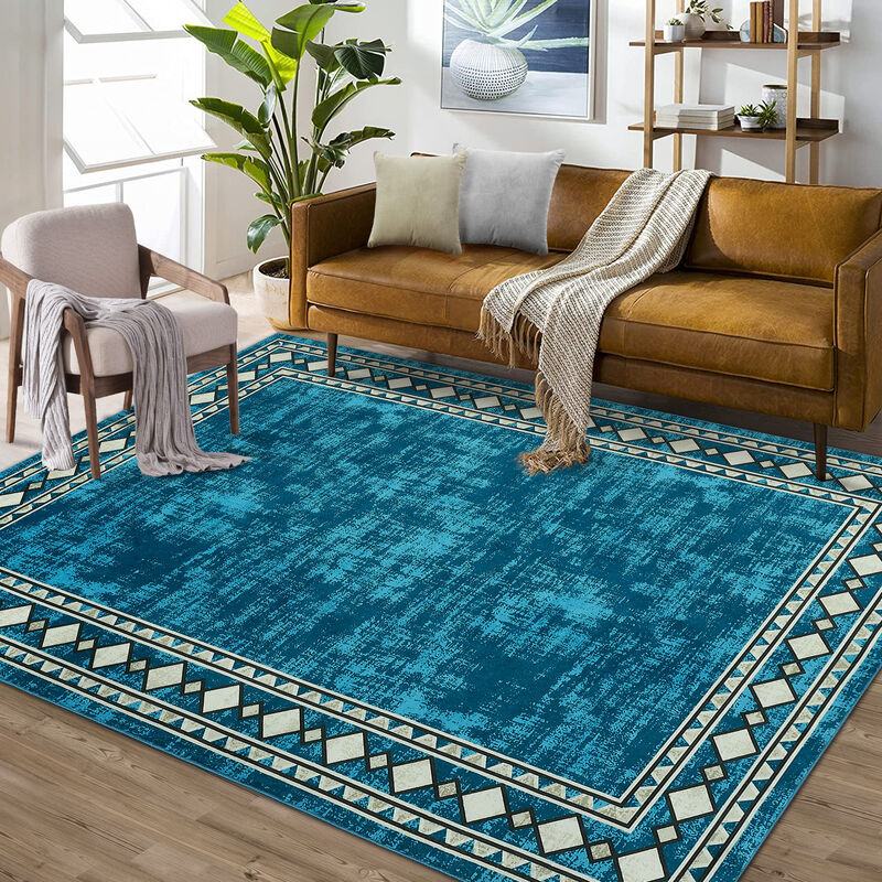 8X10 FT Washable Area Rugs Rugs for Living Room Bordered Rug Geometric Solid Rug Clearance Non Slip image number 1
