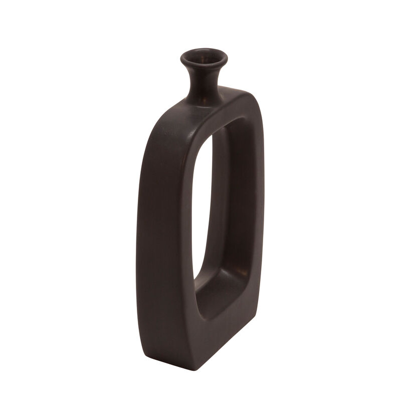 Cer, 14" Vase W/cutout, Black image number 2