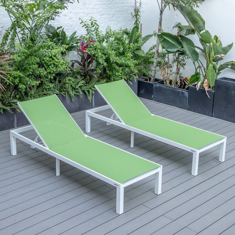LeisureMod Marlin Poolside Outdoor Patio Lawn and Garden Modern Powder Coated Aluminum Frame Suntan Sling Chaise Lounge Chair, Set of 2 image number 1