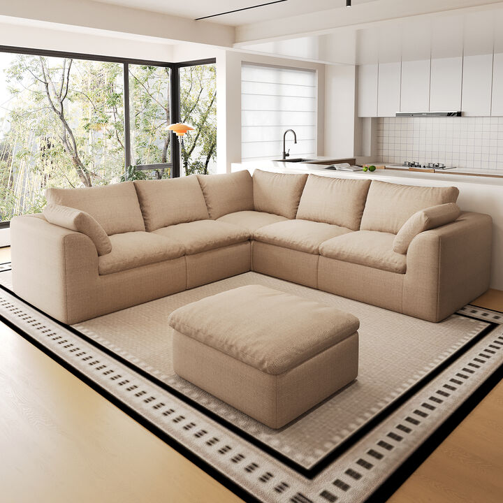 Slelt V‑Shaped 6‑Seat Modular Sectional Sofa