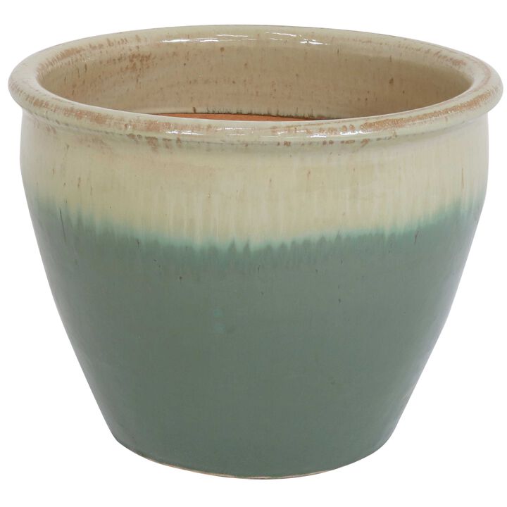Sunnydaze 15 in Chalet High-Fired Glaze Ceramic Planter