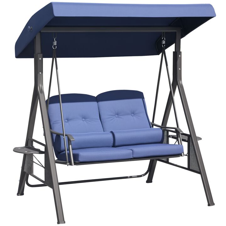 Hivvago 2-Person Patio Swing with Adjustable Canopy & Tray