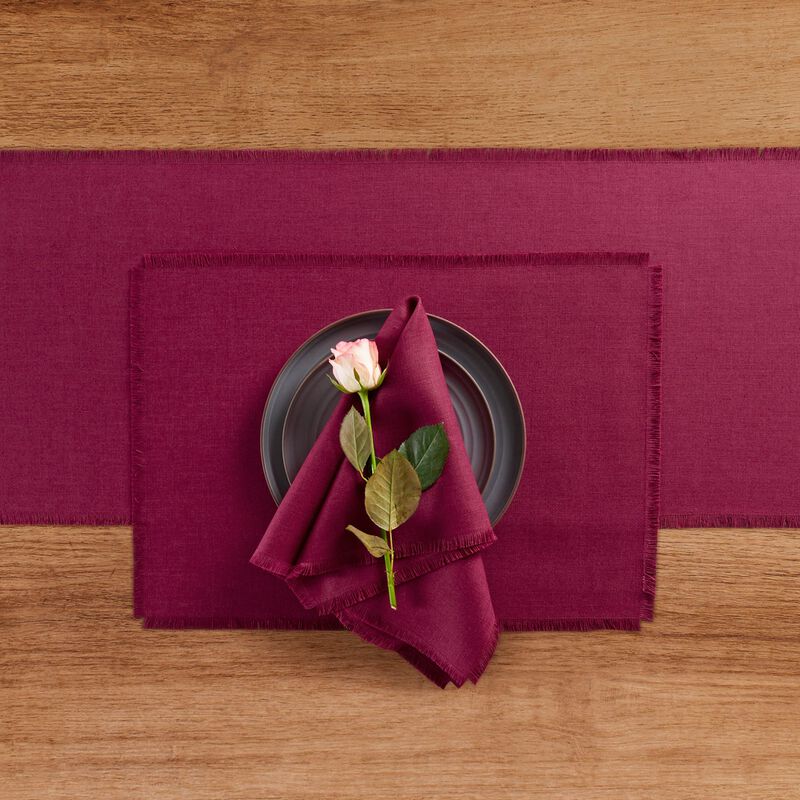 Solino Home 100% Pure Linen Placemats 14 x 19 Inch Set of 4 - Fringe