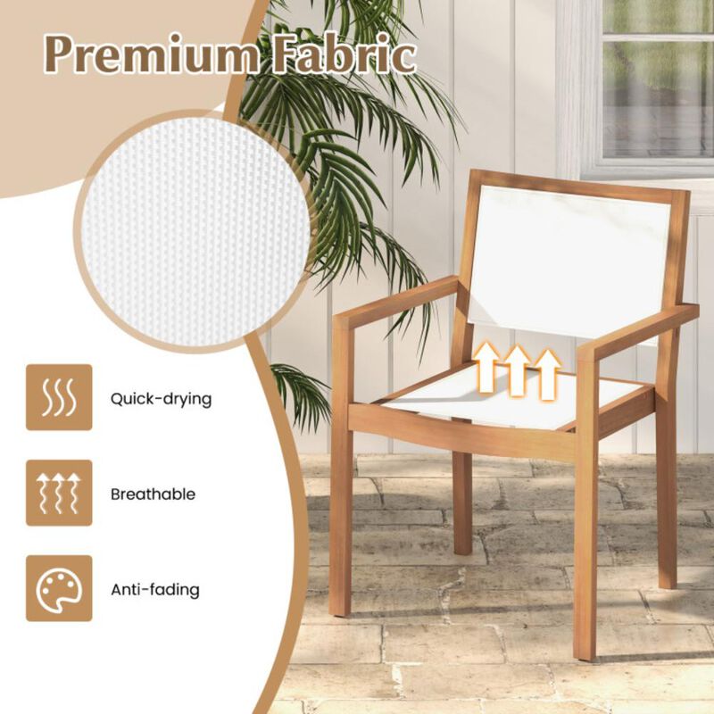 Hivvago Stackable Outdoor Dining Chair Set of 2 with Acacia Wood Frame