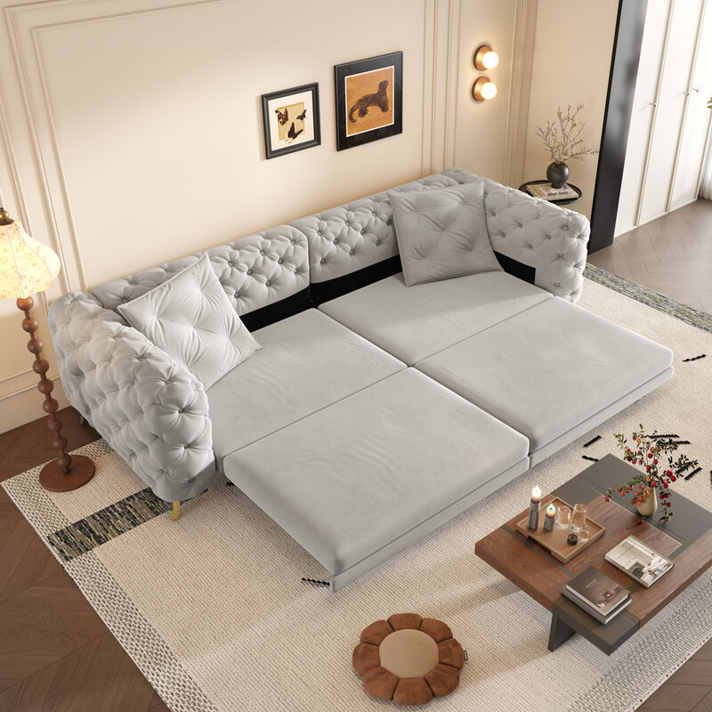 Merax Convertible Sleeper Sofa Bed with Ottoman image number 2
