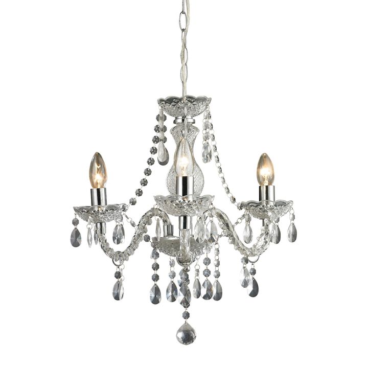 17.5" Clear and Silver Theatre 3-Light Mini Chandelier