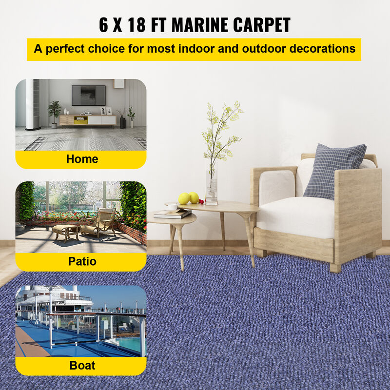 Indoor Outdoor Rug, Outdoor Carpet Blue 6x18ft Area Rugs Runner for Patio Deck image number 1