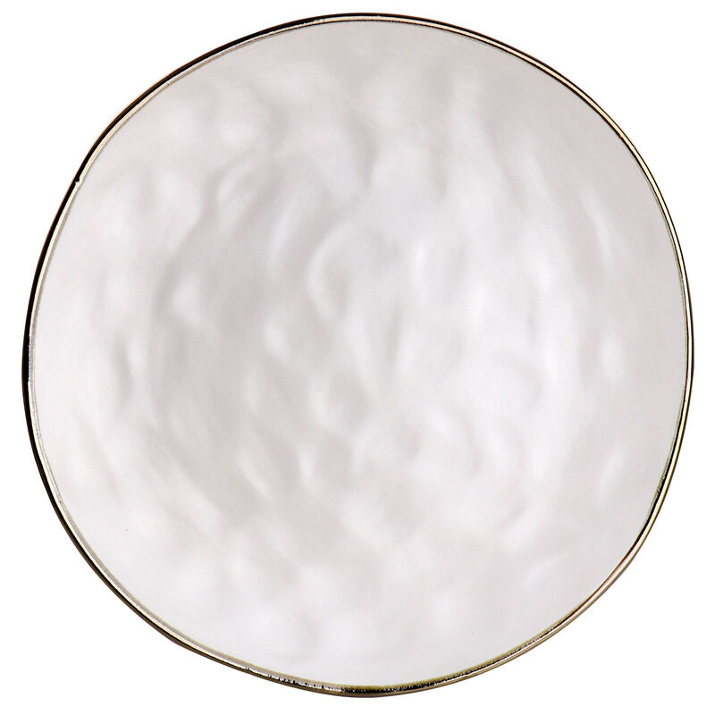 Elama Roman 16 Piece Stoneware Dinnerware Set in Assorted Matte with Gold Rim