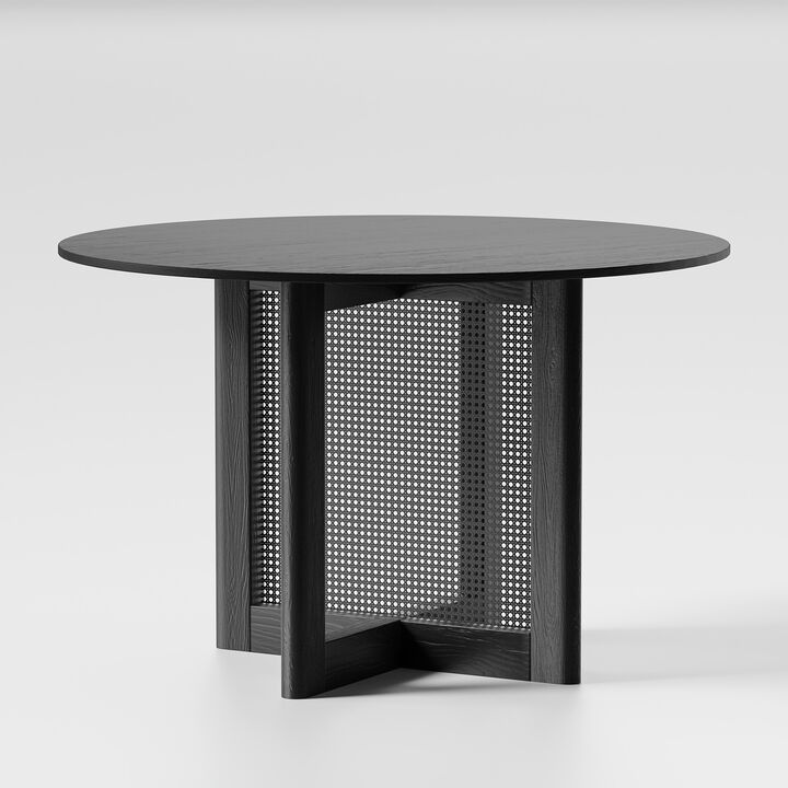 46 Cinna Modern Walnut Oak Wood Round Dining Table （Seats 4）