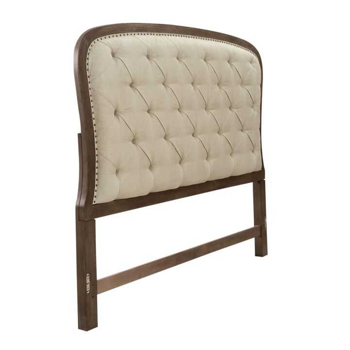 Liberty Furniture Americana Farmhouse Queen Tufted Panel Headboard in Dusty Taupe