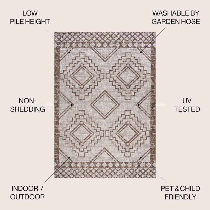 Marokko Diamond Tribal Medallion Indoor/Outdoor Area Rug