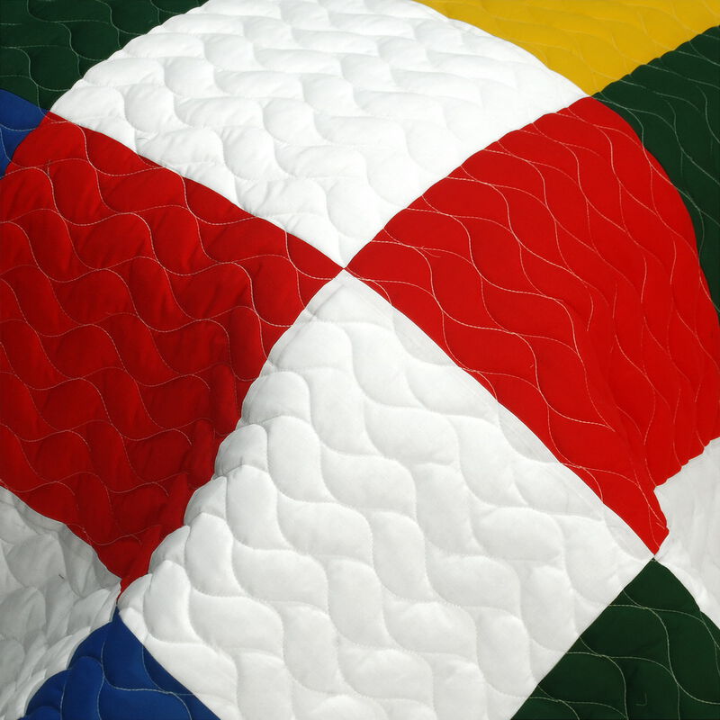 3PC Vermicelli-Quilted Patchwork Quilt Set Lightweight All-Season Bedding image number 3