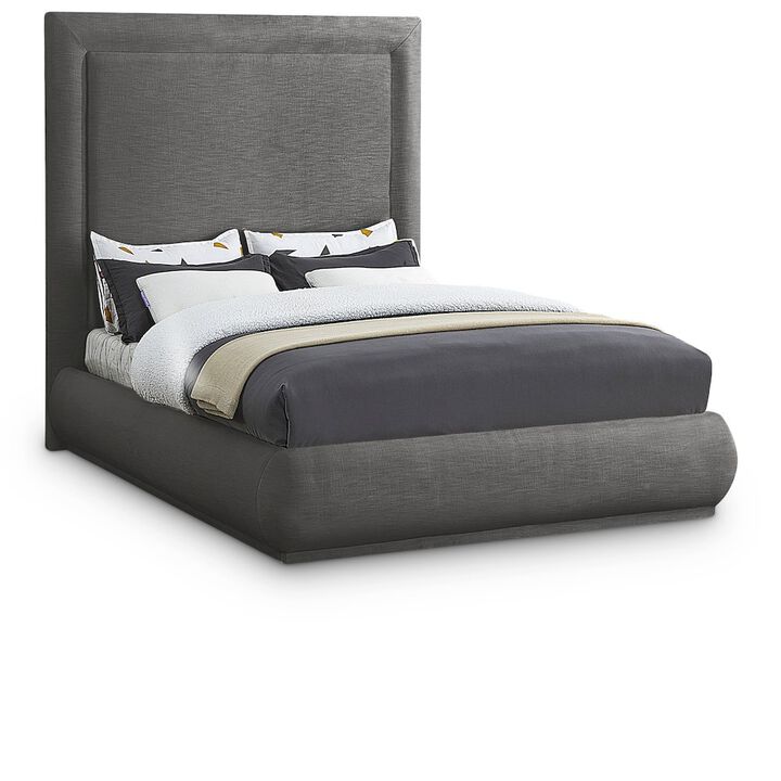 Meridian Furniture Brooke Grey Linen Textured Fabric Queen Bed