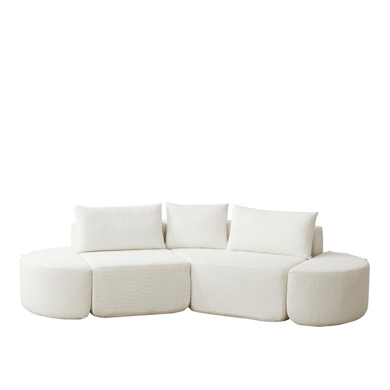 Clihome 106.3" V-Shaped Modular Sectional Sofa Set, Chenille Couch with 3 Cushions & 2 Armless Ottomans image number 0