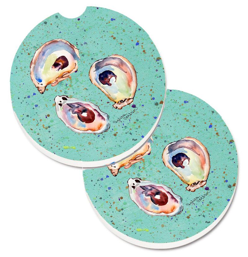 Caroline's Treasures Oyster Set of 2 Cup Holder Car Coasters 8463CARC, 2.56, Multicolor