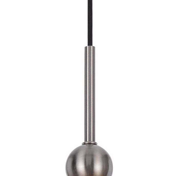 8 Inch Dia. Pendant Ceiling Light Fixture, Rope Woven Shade, Brown, Chrome - Benzara