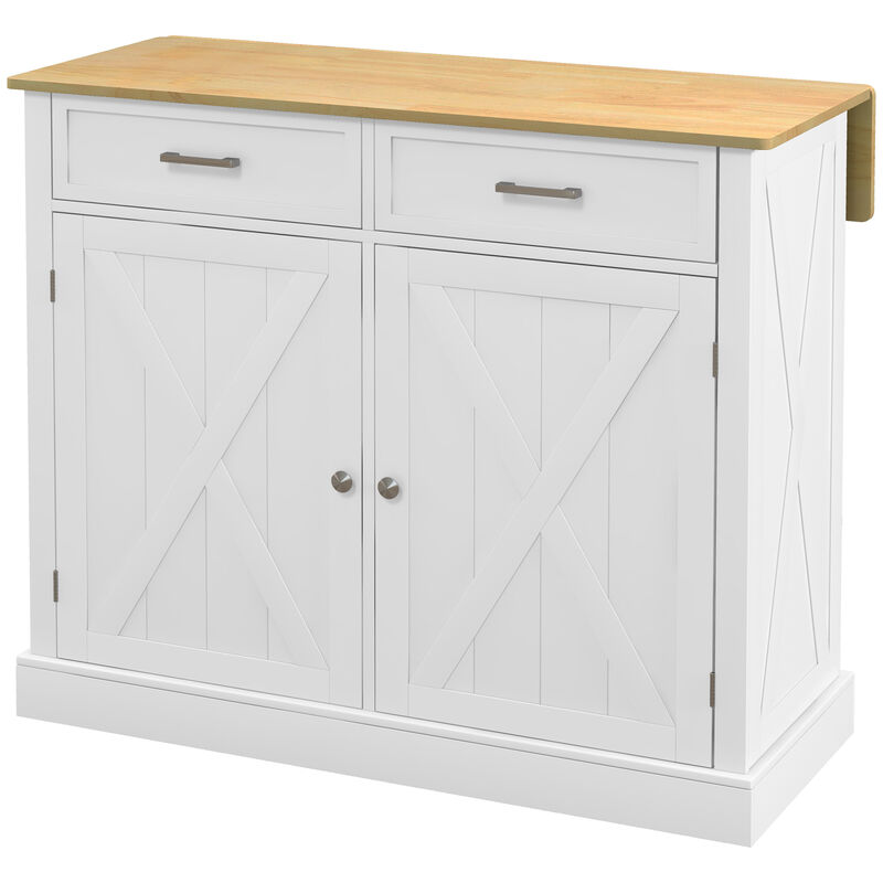 HOMCOM Kitchen Island with Drop Leaf Kitchen Cart with Storage Dark Gray