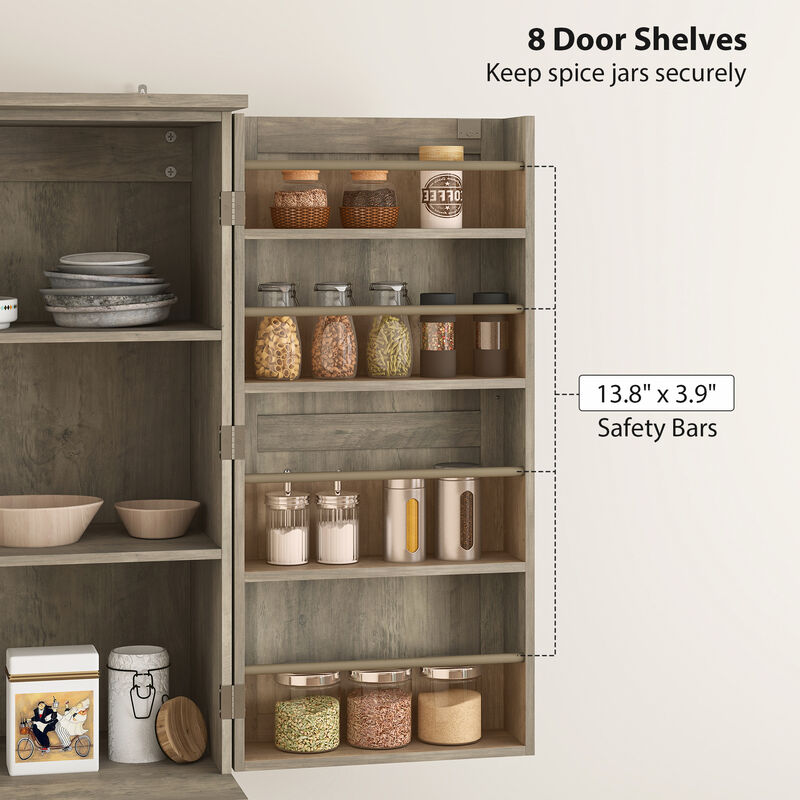 Hivvago Tall Pantry Cabinet with Adjustable and Door Shelves image number 4