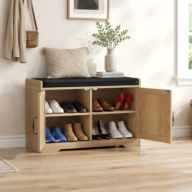 Dempal entryway shoe storage bench image number 2