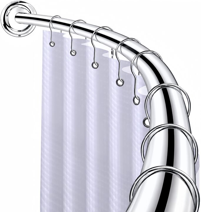 Utopia Alley Signature Aluminum Series Curved Shower Curtain Rod - Rustproof Aluminum Wall Mount Rod, Adjustable 45 to 72 Inch, Adds Up to 8 Inches of Extra Shower Space