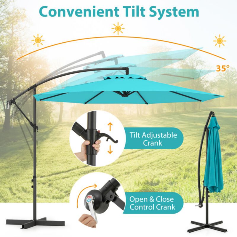 10 Feet Offset Umbrella with 8 Ribs Cantilever and Cross Base image number 4