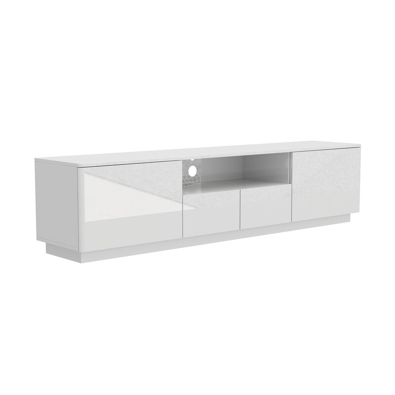 70.8 in. W x 14.5 in. D x17.3 in. H, White Smooth Finished Wooden Table up to 75 in. with 4-Drawers and 1 Shelf