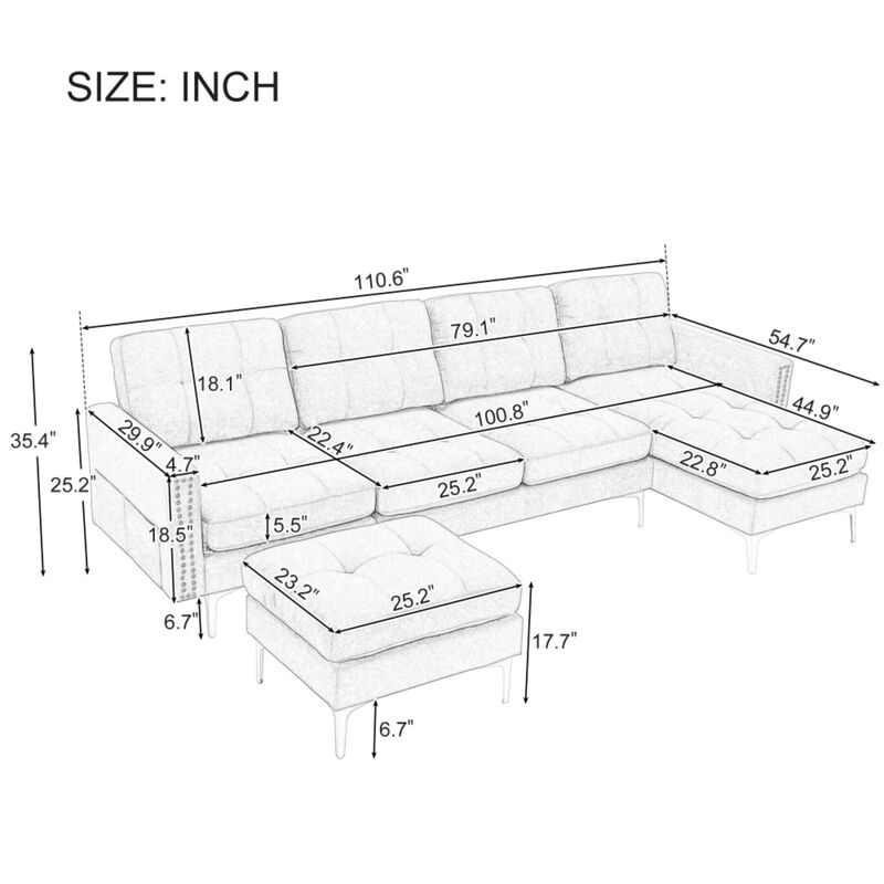 Celit U-Shape Sectional Sofa image number 9
