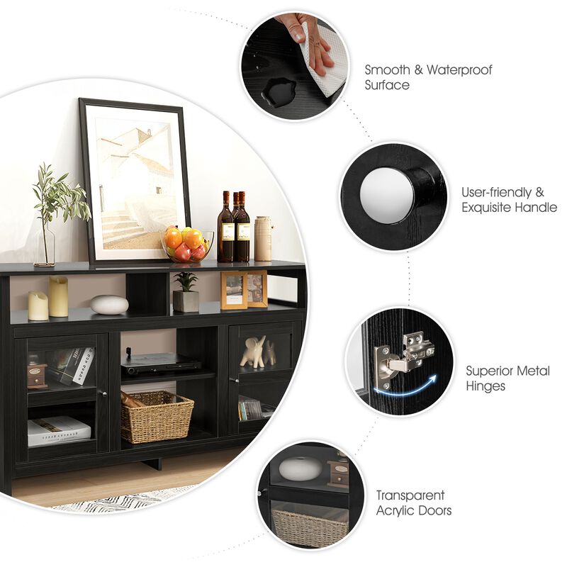 Hivvago 58 Inch TV Stand Console Center with 2 Cabinets and Open Shelf image number 5