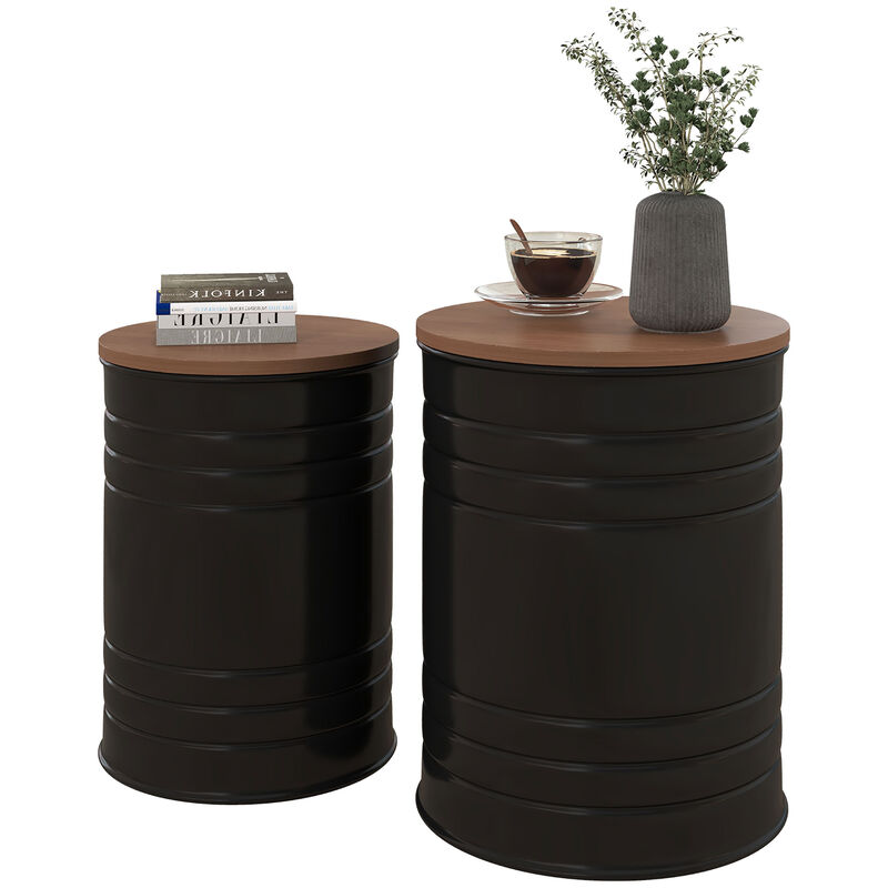 Hivvago Round Storage Ottoman Set for Bedroom or Living Room image number 0