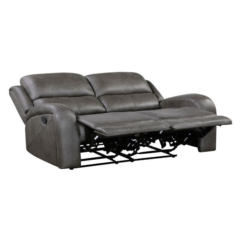 Patsy Manual Recliner Loveseat, Gray Polished Microfiber, 62 Inch - Benzara