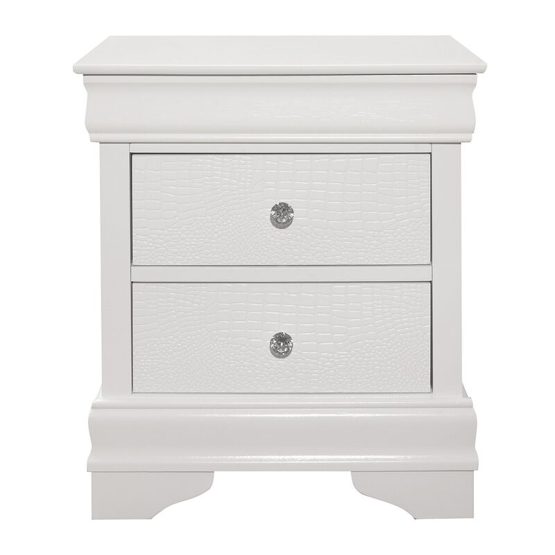 King Bedroom Set, White Wood, 3 Piece Set with 2 Nightstands image number 6