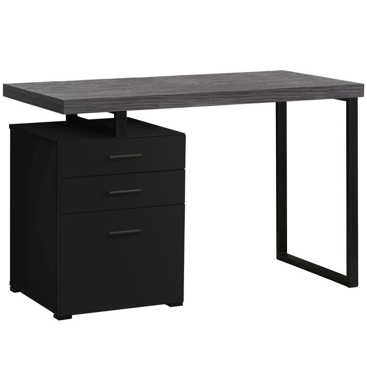 Monarch Specialties I 7411 Computer Desk, Home Office, Laptop, Left, Right Set-up, Storage Drawers, 48"L, Work, Metal, Laminate, Black, Grey, Contemporary, Modern