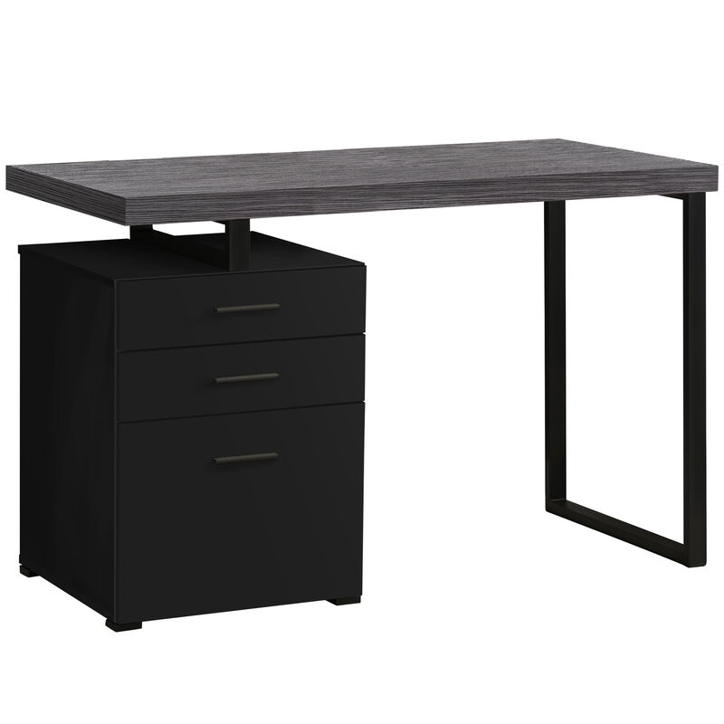 Monarch Specialties I 7411 Computer Desk, Home Office, Laptop, Left, Right Set-up, Storage Drawers, 48"L, Work, Metal, Laminate, Black, Grey, Contemporary, Modern