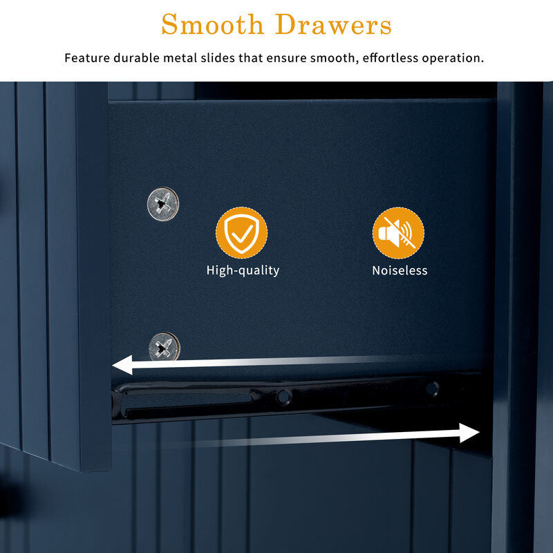 Merax Wooden Sideboard with Extendable Table,Multifunctional Storage Cabinet with 2 Doors and 3 Drawers image number 5