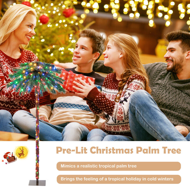 Pre-Lit Artificial Tropical Christmas Palm Tree for a Unique and Festive Holiday Decor with a Tropical Twist