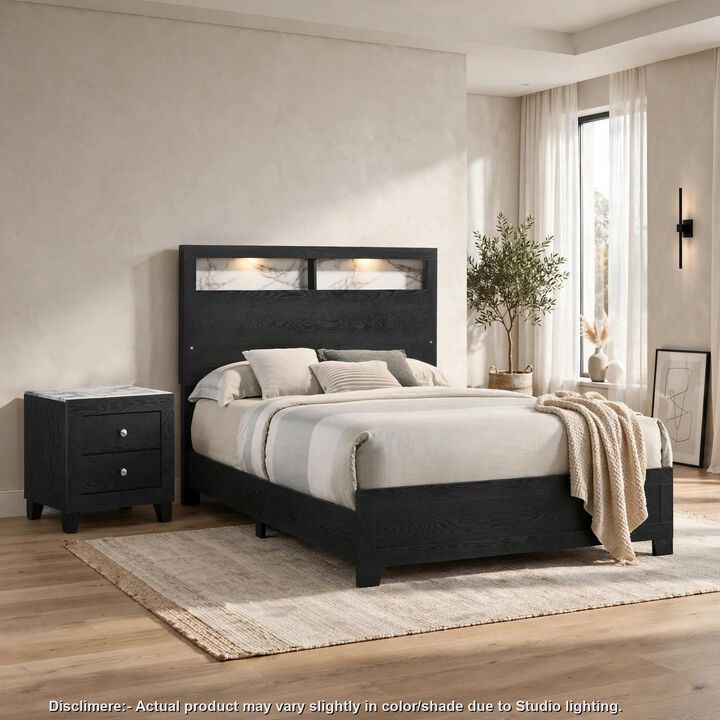 Bedroom Set, Wood, 2 Piece Set with Nightstand
