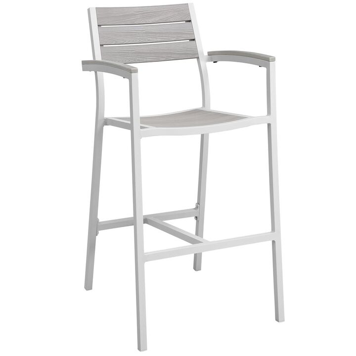 Aluminum Outdoor Patio Bar Stool with Armrests and Cushioned Seat