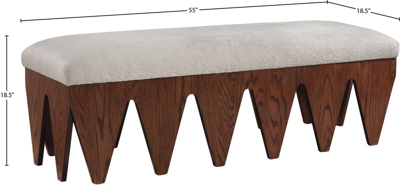 Meridian Furniture Altair Beige Velour Fur Fabric Bench