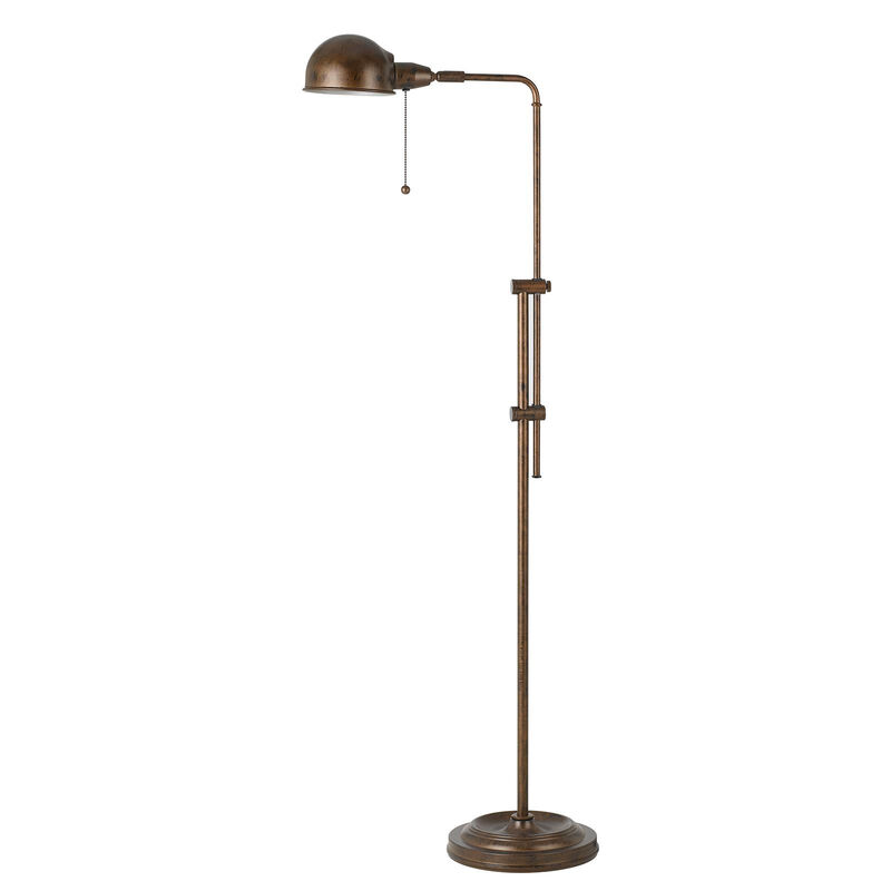 HomeRoots 58" Rust Metal Adjustable Swing Arm Floor Lamp With Rust Metal Dome Shade image number 0