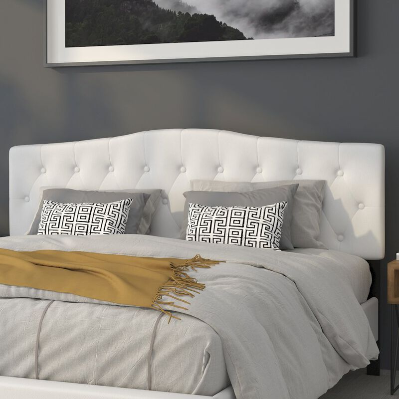 Flash Furniture Tufted Upholstered King Size Headboard in White Fabric image number 5