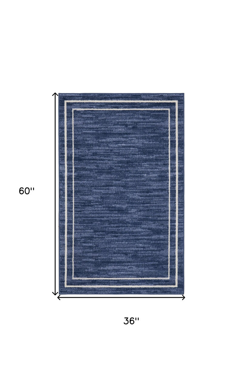 HomeRoots 3' X 5' Navy Blue And Ivory Indoor Outdoor Area Rug image number 4
