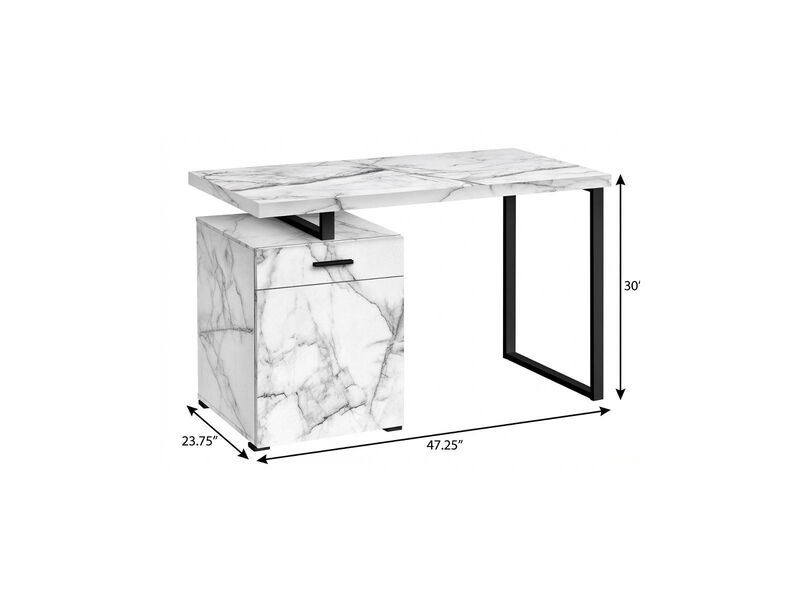 HomeRoots 47" White and Black Wood and Metal Sled Computer Desk image number 2