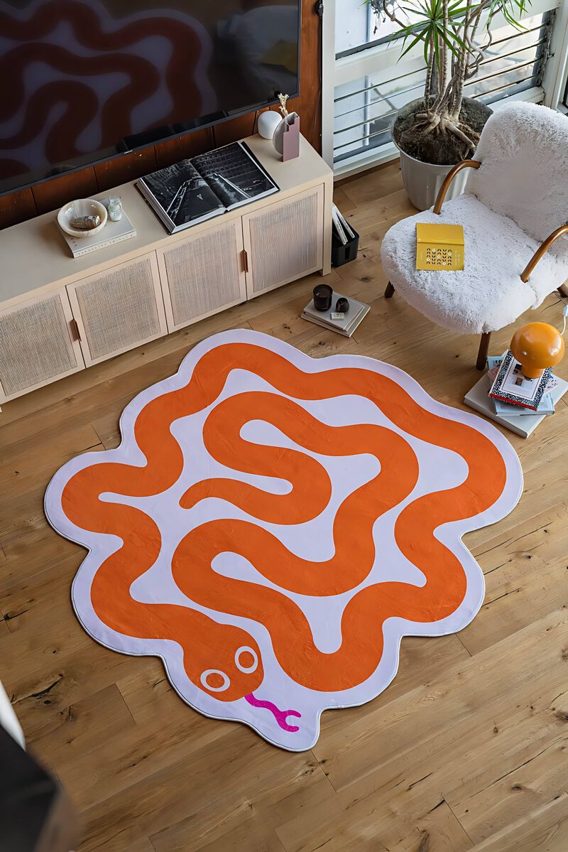 Lany Space Area Rug, Washable Rugs Non-Slip, Spiral Snake Design Rug for Living Room image number 3