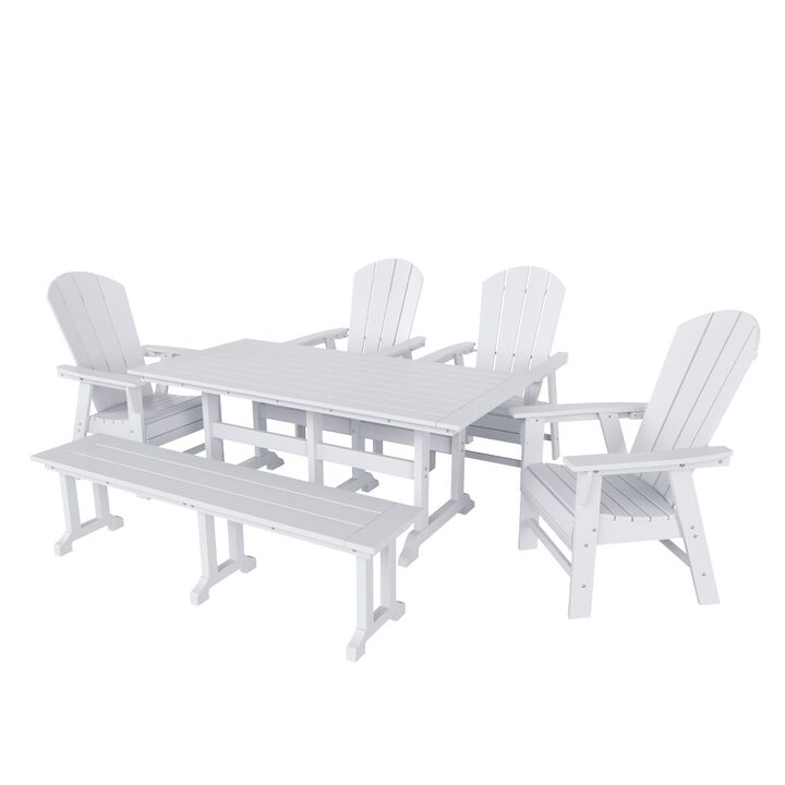 WestinTrends 6 Piece Outdoor Patio Dining Table and Armchair Dining Bench Set
