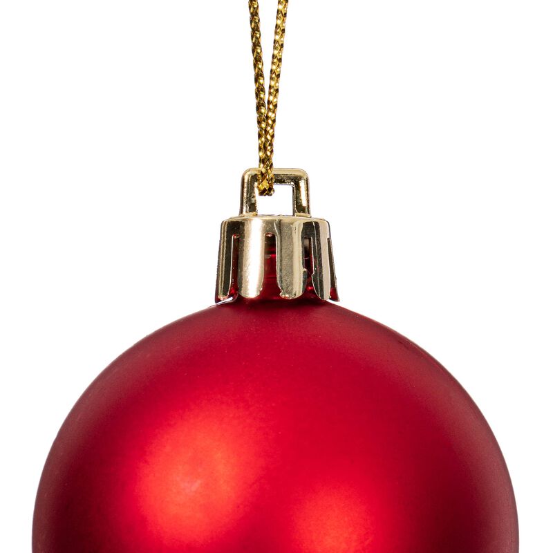 Vickerman Red Ornament Ball Set Shiny and Matte Finish, Includes 50 Per Box, 1.5 to 2-Inch Variety - Ready to Hang - Variety of Finishes image number 3