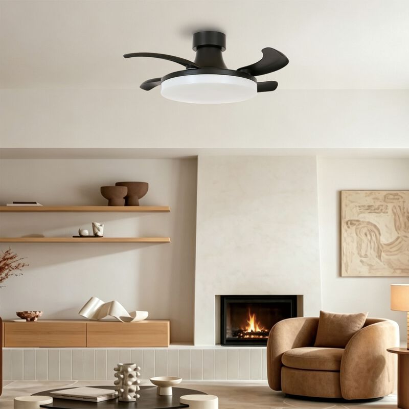 Fanaway Orbit 36" Indoor/Outdoor Retractable Blade Ceiling Fan with Light and Remote, Modern Fandelier Ceiling Fan, Patented Design Technology, Stronger Thicker Blades, Damp Rated image number 1