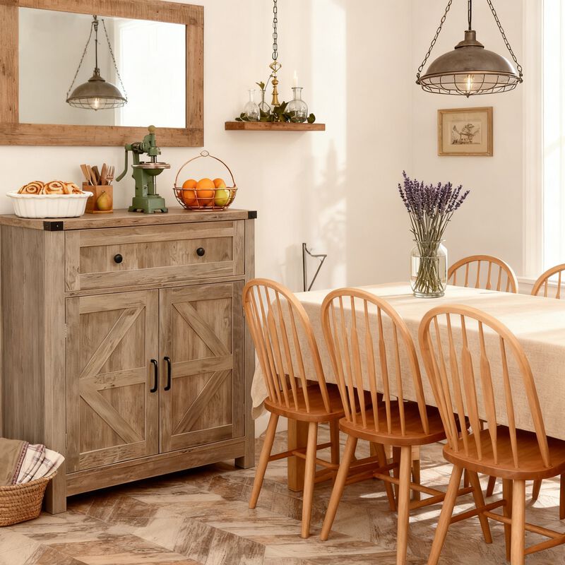 Luxba Farmhouse Sideboard Buffet Storage Cabinet image number 2