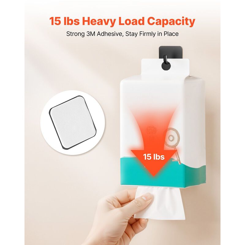 4 Pack Self Adhesive Wall Hooks Heavy Duty for Bathroom Kitchen Towel Coat-Matte Black image number 4
