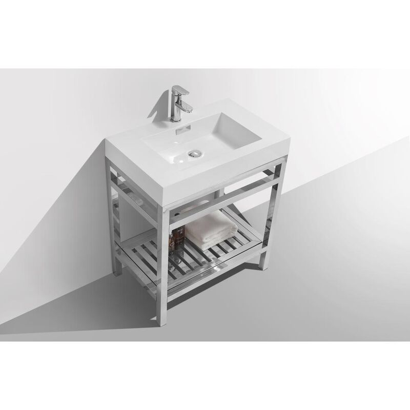Kubebath Cisco 30 Stainless Steel Console with Acrylic Sink - Chrome